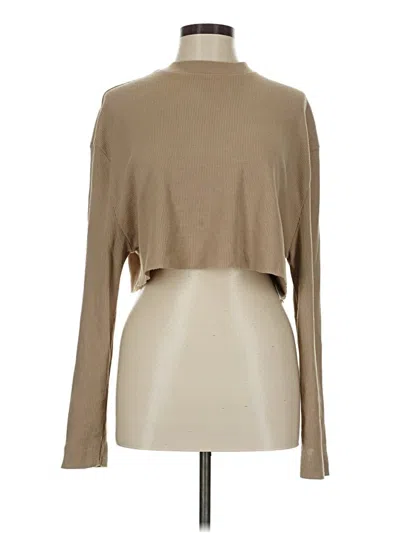 Pre-owned Collusion Long Sleeve Top Tan Turtleneck Tops In Brown