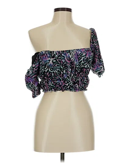 Pre-owned Collusion Short Sleeve Top Purple Sweetheart Neckline Tops