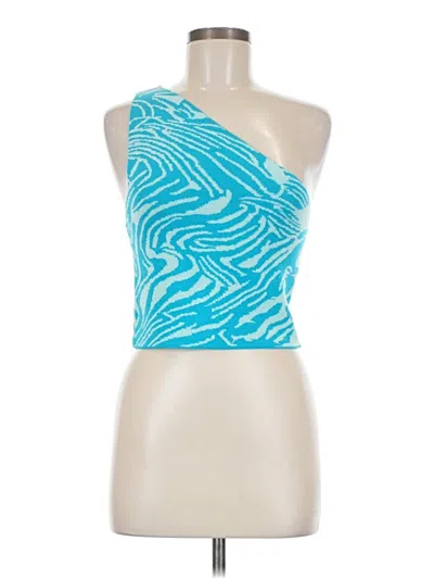 Pre-owned Collusion Sleeveless Top Teal One Shoulder Neckline Tops