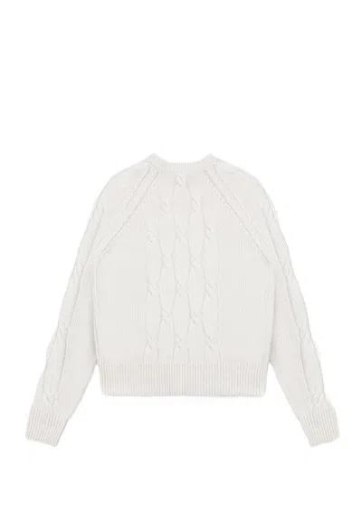 Colmar Americane Cable Knit Crew Neck Sweater In White