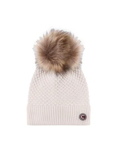 Colmar Beanie With Fur Pom Pom  In Cream