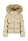 Colmar Fur-trimmed Quilted Jacket In Neutral