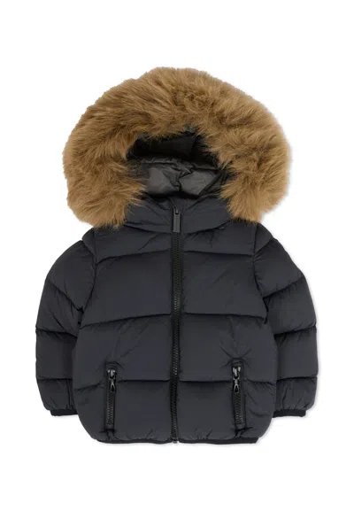 COLMAR BLACK DOWN JACKET FOR BABYKIDS WITH LOGO