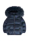 Colmar Blue Down Jacket For Baby Girl With Logo In Blue