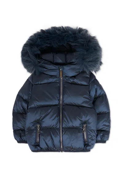 COLMAR BLUE DOWN JACKET FOR BABY GIRL WITH LOGO