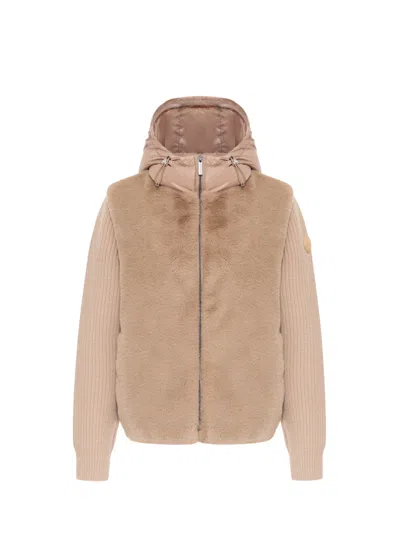Colmar Hybrid Faux-fur Panelled Hooded Coat In Brown