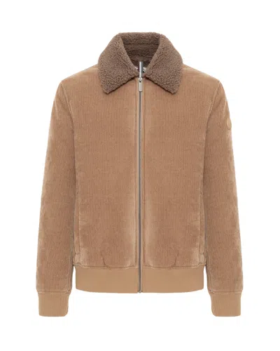 Colmar Corduroy Suede Contrast Plush Collar Jacket In Brown