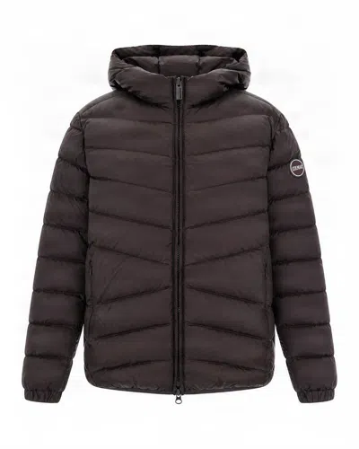 Colmar Dark Brown Horizontal Quilted Nylon Short Down Jacket