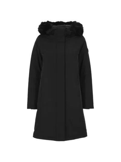Colmar Faux-fur Trim Hooded Coat In Black