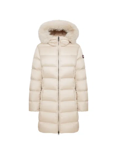 Colmar Faux-fur Trim Long Padded Jacket In Neutrals