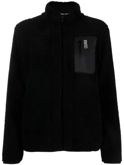 Colmar Fleece-texture Zip-up Jacket In Schwarz
