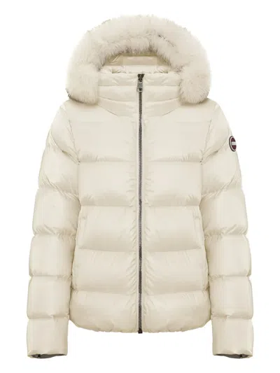 Colmar Fur-trimmed Quilted Puffer Jacket In White