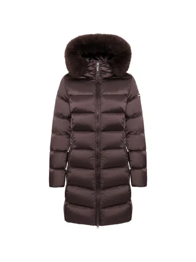 Colmar Fur-trim Hooded Puffer Coat In Brown