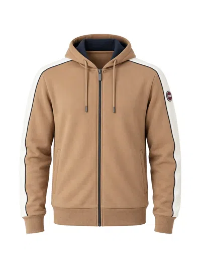 Colmar Heritage Logo-patch Side-stripe Hoodie In Brown
