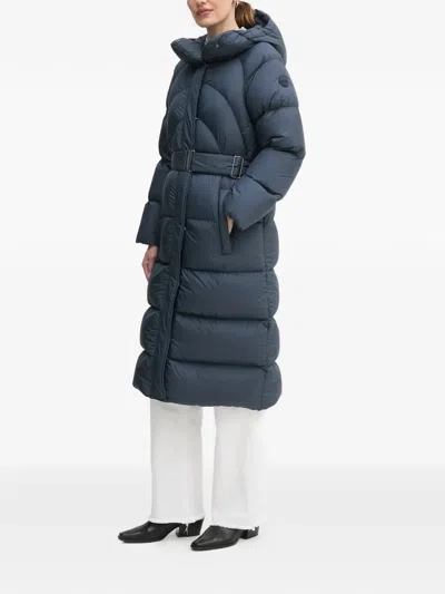 Colmar Hooded Belted Coat In Blue