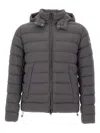 Colmar Hooded Horizontal-quilting Down Jacket In Gray