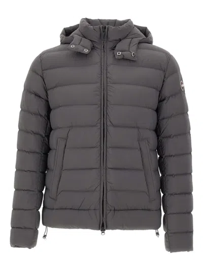 Colmar Hooded Horizontal-quilting Down Jacket In Gray