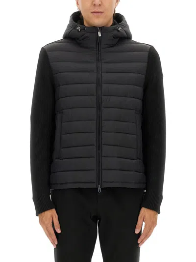Colmar Hooded Jacket With Knitted Sleeves In Black