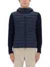 Colmar Hooded Jacket With Knitted Sleeves In Blue