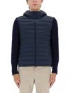 Colmar Hooded Jacket With Knitted Sleeves In Blue