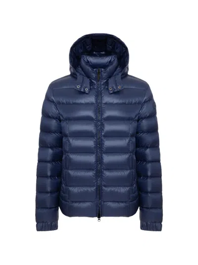 Colmar Glossy Navy Blue Puffer Jacket With Detachable Hood In White