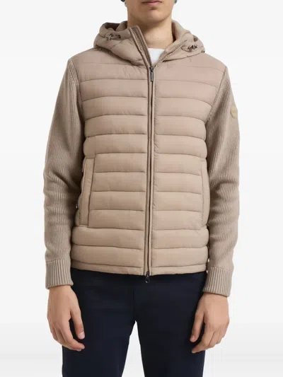 Colmar Hooded Ribbed Coat In Brown