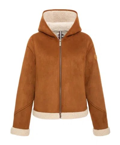 Colmar Hooded Shearling-effect Jacket In Brown