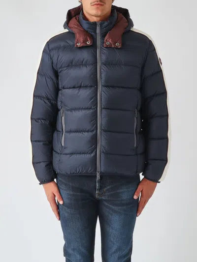 Colmar Hooded Water-repellent Quilted Nylon Puffer Jacket With Logo In Blue