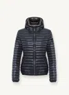 Colmar Hooded Water Repellent Down Recycled Nylon Puffer Jacket In Blu Blu E Verdi