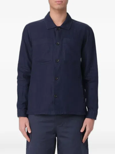 Colmar Linen Chest-pocket Shirt In Blue