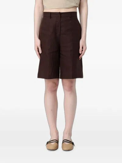 Colmar Pressed-crease Linen Shorts In Brown