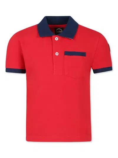 Colmar Kids' Logo-patch Cotton Polo Shirt In Rot