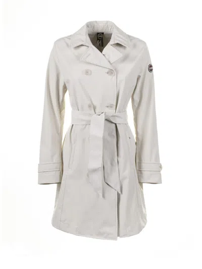 COLMAR LOGO-PATCH DOUBLE-BREASTED BELTED TRENCH COAT