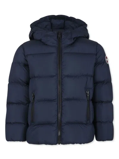 Colmar Kids' Blue Down Jacket For Boy With Logo In Navy