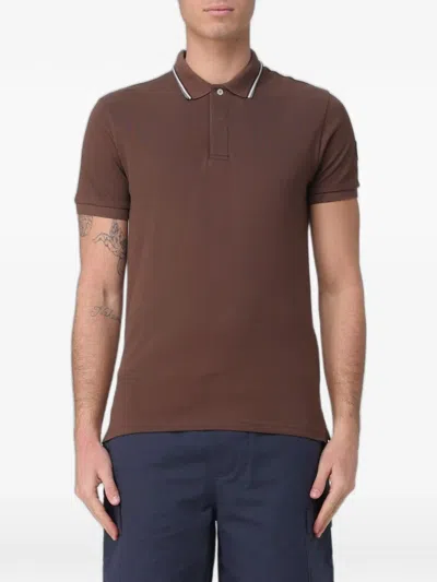 Colmar Logo-patch Tipped Polo Shirt In Brown