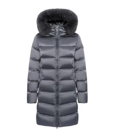 Colmar Long Down Jacket With Faux Fur In Gray