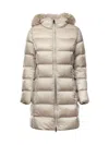 Colmar Long Down Jacket With Faux Fur In Neutral