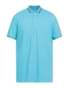 Colmar Man Polo Shirt Turquoise Size Xxl Cotton, Elastane In Blue