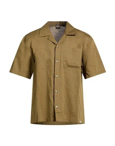 Colmar Man Shirt Military Green Size L Linen, Cotton In Brown