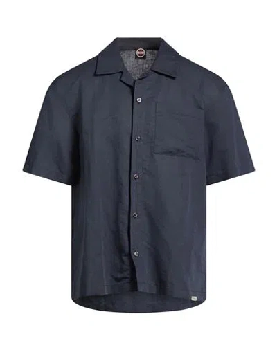 Colmar Man Shirt Navy Size L Linen, Cotton In Blue