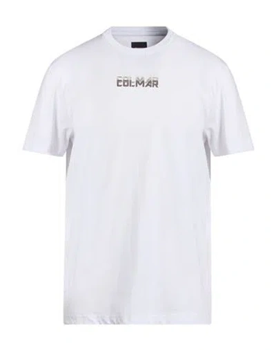 Colmar Man T-shirt White Size L Polyester, Cotton In Orange