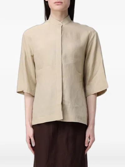 Colmar Mandarin-collar Short-sleeve Shirt In Neutral