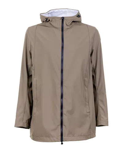 Colmar Military Green Trench Coat With Zip And Hood In Brown
