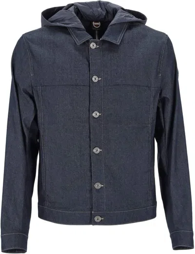 Colmar Navy Blue Hooded Denim Jacket In Gray