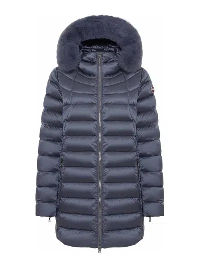 Colmar Originals A-line Down Jacket With Faux Fur In Purple