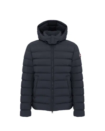 Colmar Originals Blue Down Jacket With Detachable Hood In Black