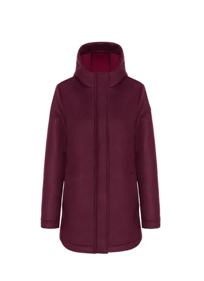 Colmar Originals Bordeaux Wool Coat With Drawstring Hood In Red