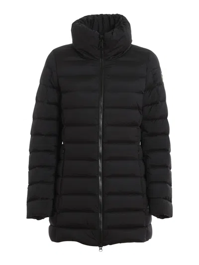 Colmar Originals Matte Stretch Nylon Puffer Long Jacket In Black