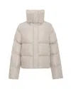 Colmar Originals Cropped Puffer Jacket With All-over Animal Print In Neutral