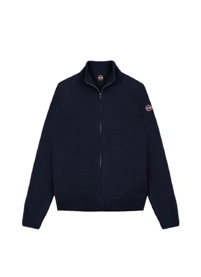 Colmar Originals High Collar Full Zip Pullover With Luxurious Wool Blend And Ribbed Hem In Blue
